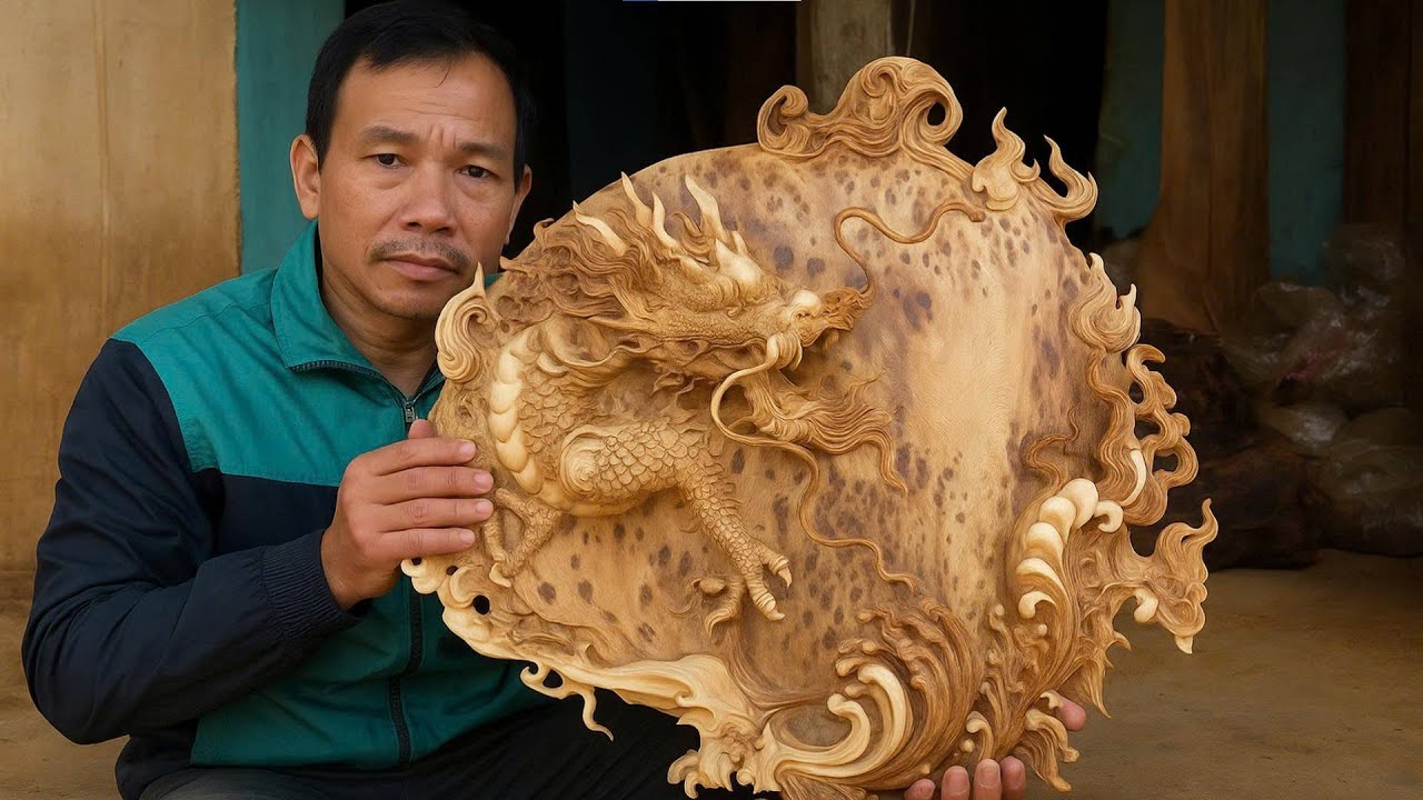 Wood Carving in Action – Watch a Vietnamese Artist Bring a Dragon to Life!