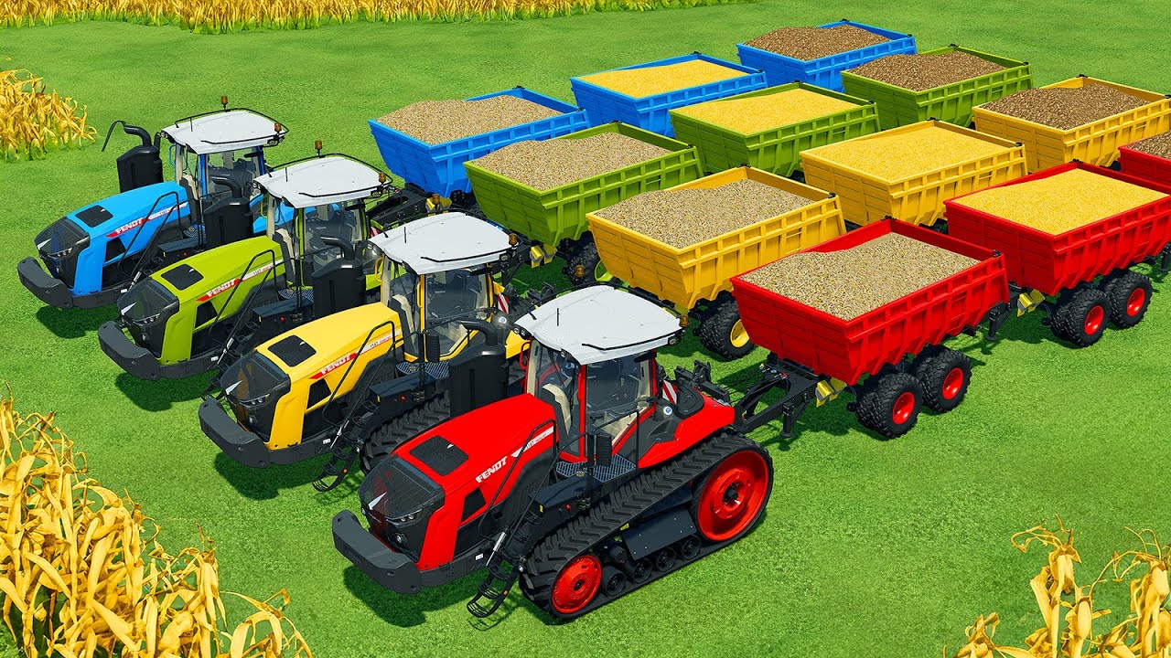 HARVESTING AND TRANSPORT CORN, SUGARCANE & POTATOES WITH FENDT TRACTORS - Farming Simulator 22