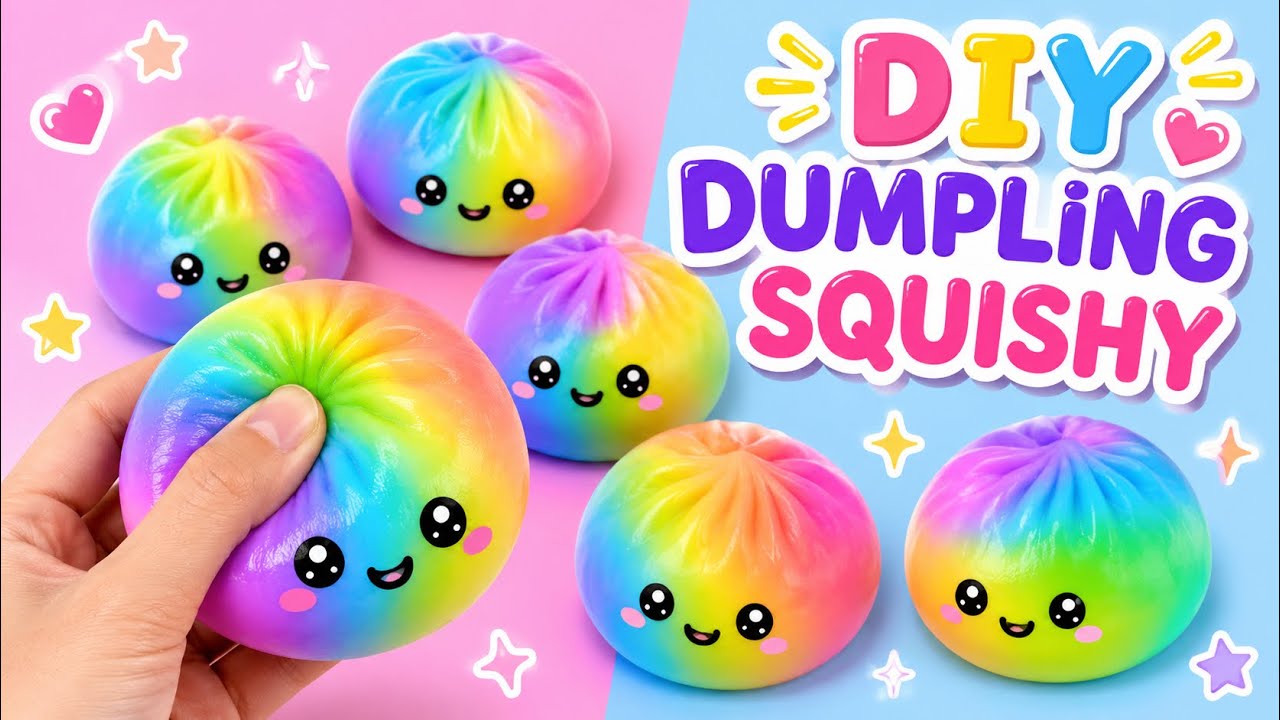 How To Make a Viral Dumpling Squishy 🥟 Easy Rainbow DIY Squishy Tutorial
