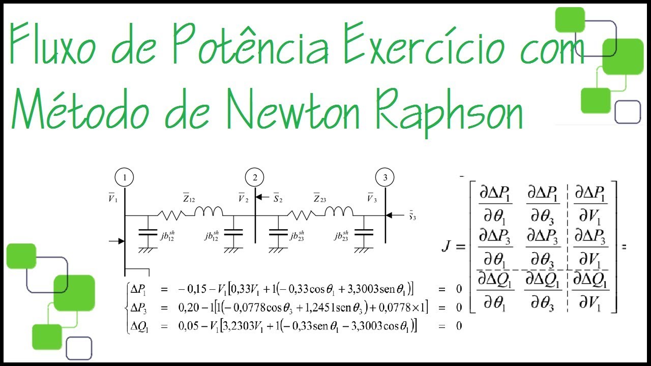 Fluxo de Potência em Sistemas Elétricos (aula 06) Exercício com Newton Raphson