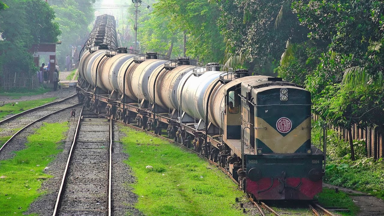 Oil Tanker Train (BTO) powered by BR Loco 6004 RSD 14 arriving at Jessore Railway Station