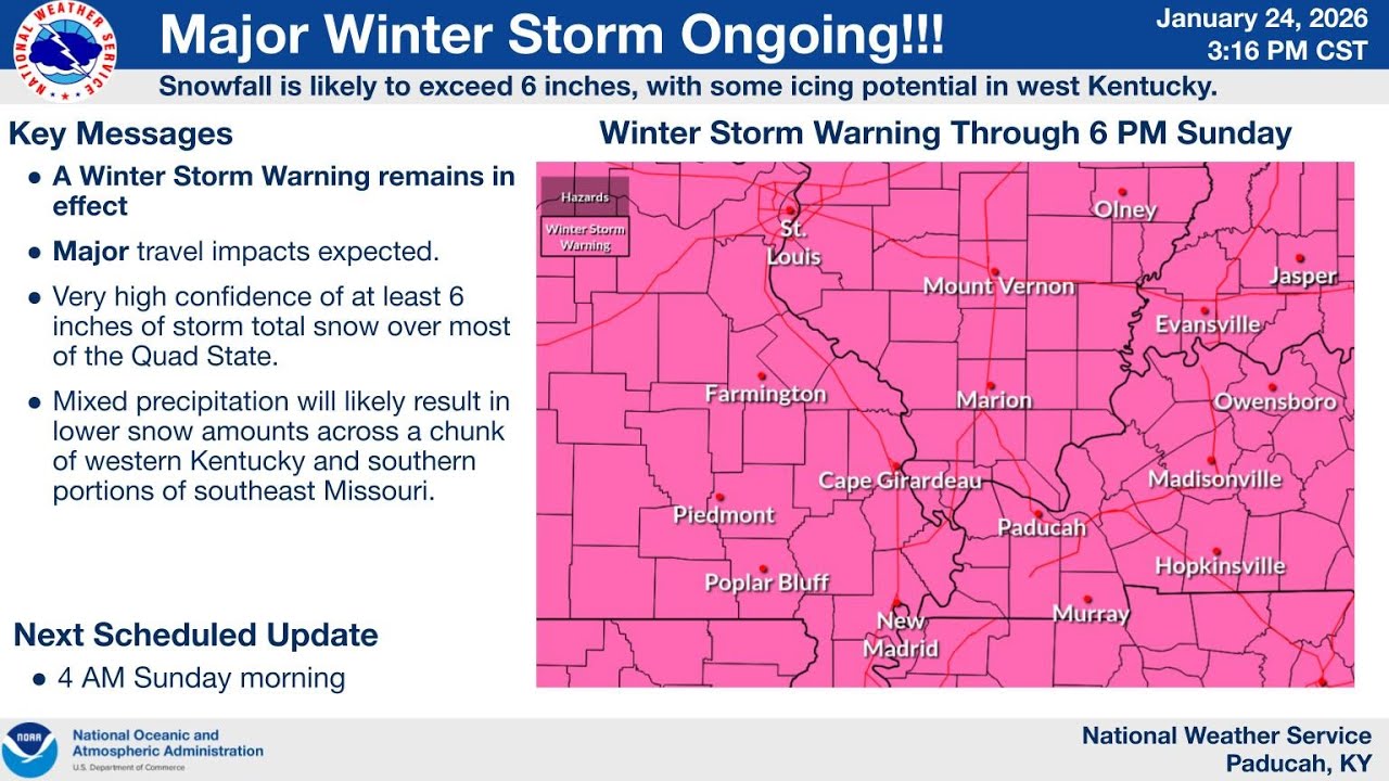 Winter Storm Update Saturday Afternoon 01-24-2026