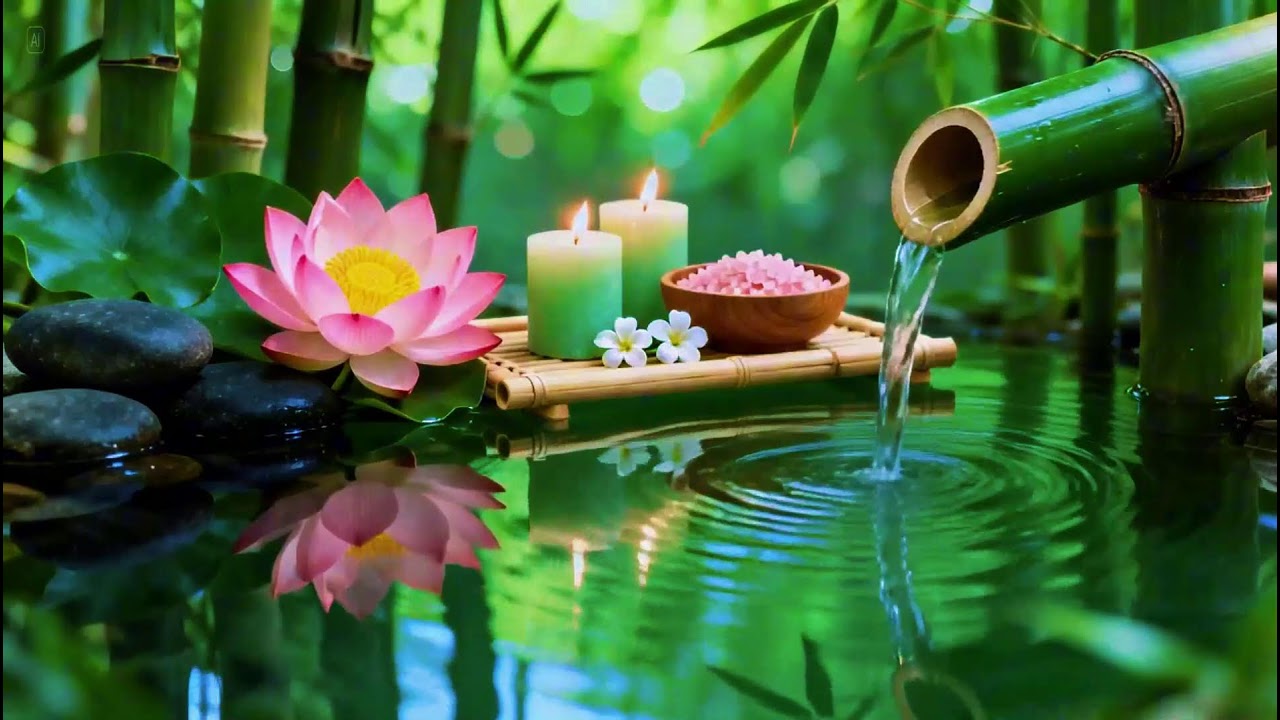 Relaxing Sleep Music with Bamboo Water Sound🌿Insomnia Relief,Stress Relief,Calm Anxiety & Meditation