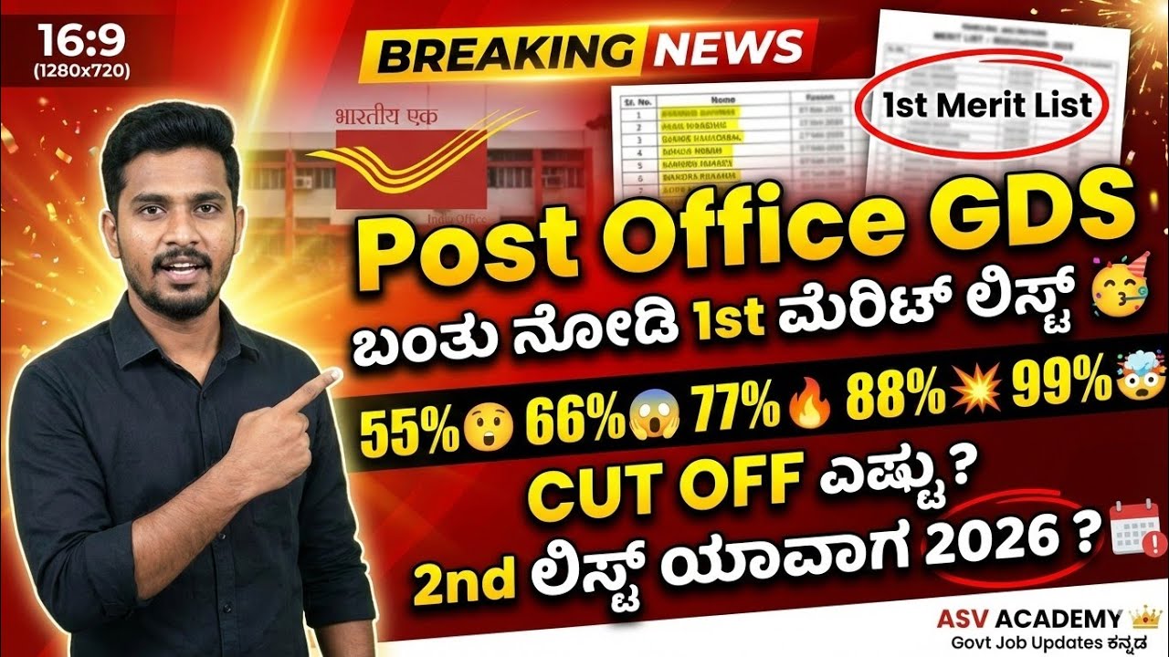🚨 Post Office GDS 1st Merit List 2026 date out! 🥳  ನಿಮ್ಮ ಹೆಸರು ಇದ್ರೆ ಏನ್ ಮಾಡ್ಬೇಕು?  CUT OFF: