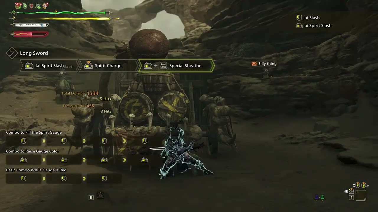 Practicing Long Sword tech in Monster Hunter Wilds