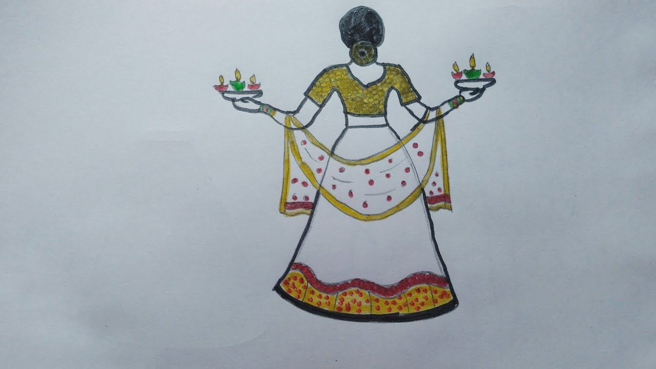 How to draw a girl in beautiful dress step by step pencil skech FullTutorial#drawing#painting 
