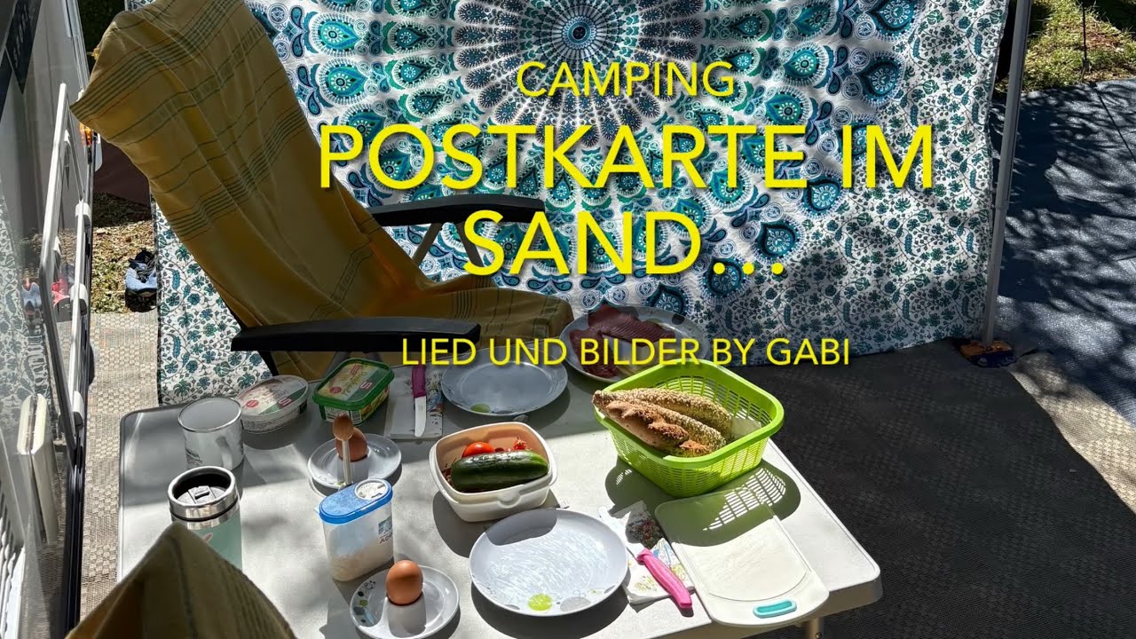 Postkarte im Sand … Gute Laune Camping- Song. Bilder aus Kroatien