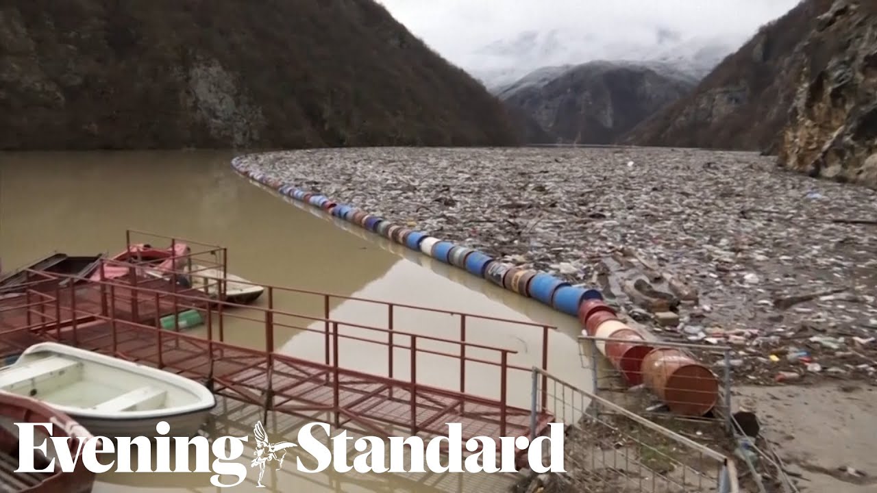 Drina River in Bosnia clogged by waste