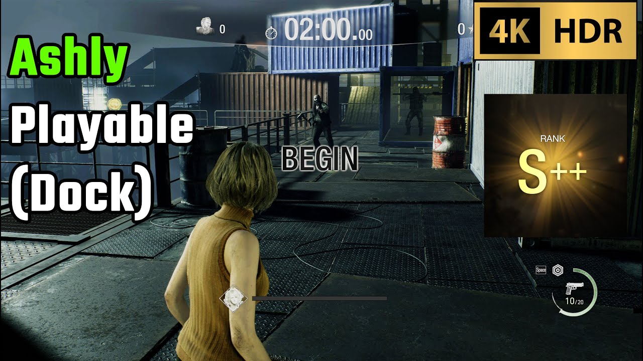 Ashley Graham Playable , Dock Mercenaries mode S++ | Resident Evil 4 Remake 4K60 HDR