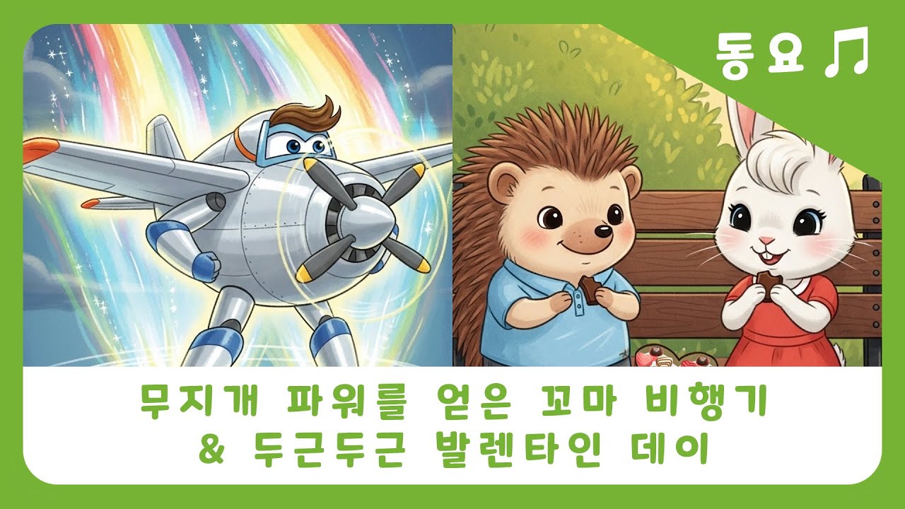 [동동이의세상 | 동요 이어듣기🎶] 🌈“무지개 파워를 얻은 꼬마 비행기”✈️ + 💝“두근두근 발렌타인데이”🍫 #동요 #동화 #동동이의세상 #창작동요  #어린이동요 #동화애니메이션