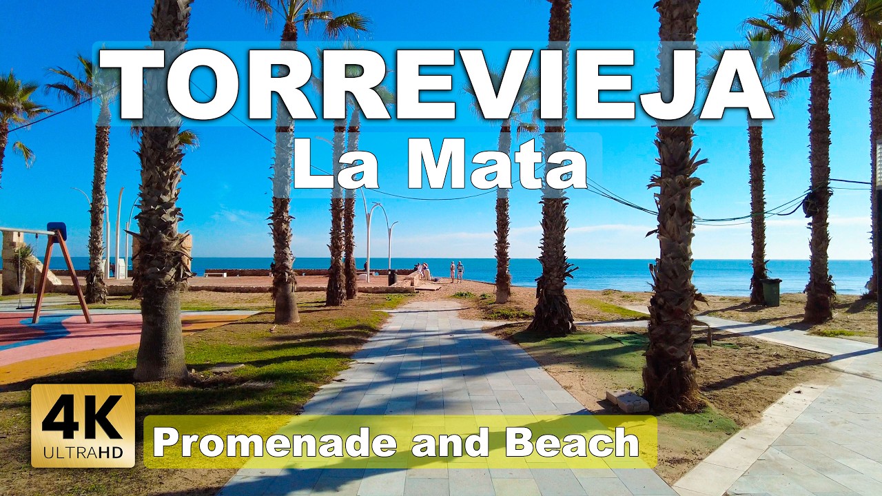 Torrevieja (La Mata) - Promenade and Beach - Spain | Costa Blanca - Walking tour [4k 60fps]