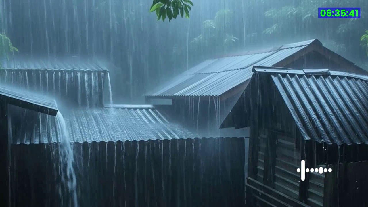 Cure Insomnia with Concussive Storms, Heavy Rain, Strong Wind, Powerful Thunder on Peeling Tin Roof