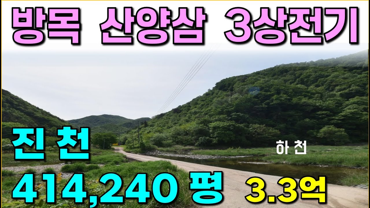 진천 . . 414,240 평 / 방목, 산양삼, 가축사육, 도로, 3상전기,  2차선도로에서 600m, 골짜기, 대형임야
