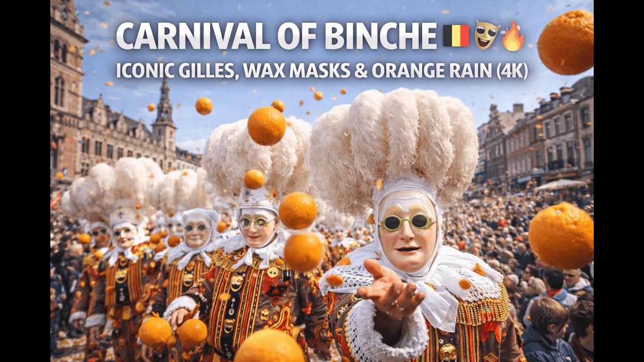 CARNIVAL OF BINCHE 🇧🇪🎭 ICONIC GILLES, WAX MASKS & ORANGE RAIN (4K)
