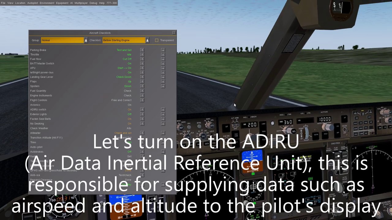 Flightgear Boeing 777-300 startup tutorial