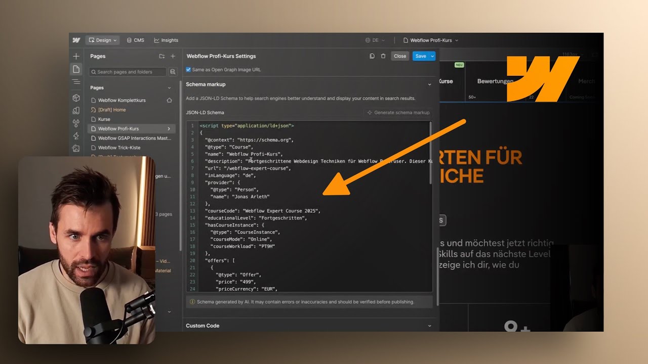Website SEO, Schema-Markup und ALT-Texte jetzt mit Webflow KI