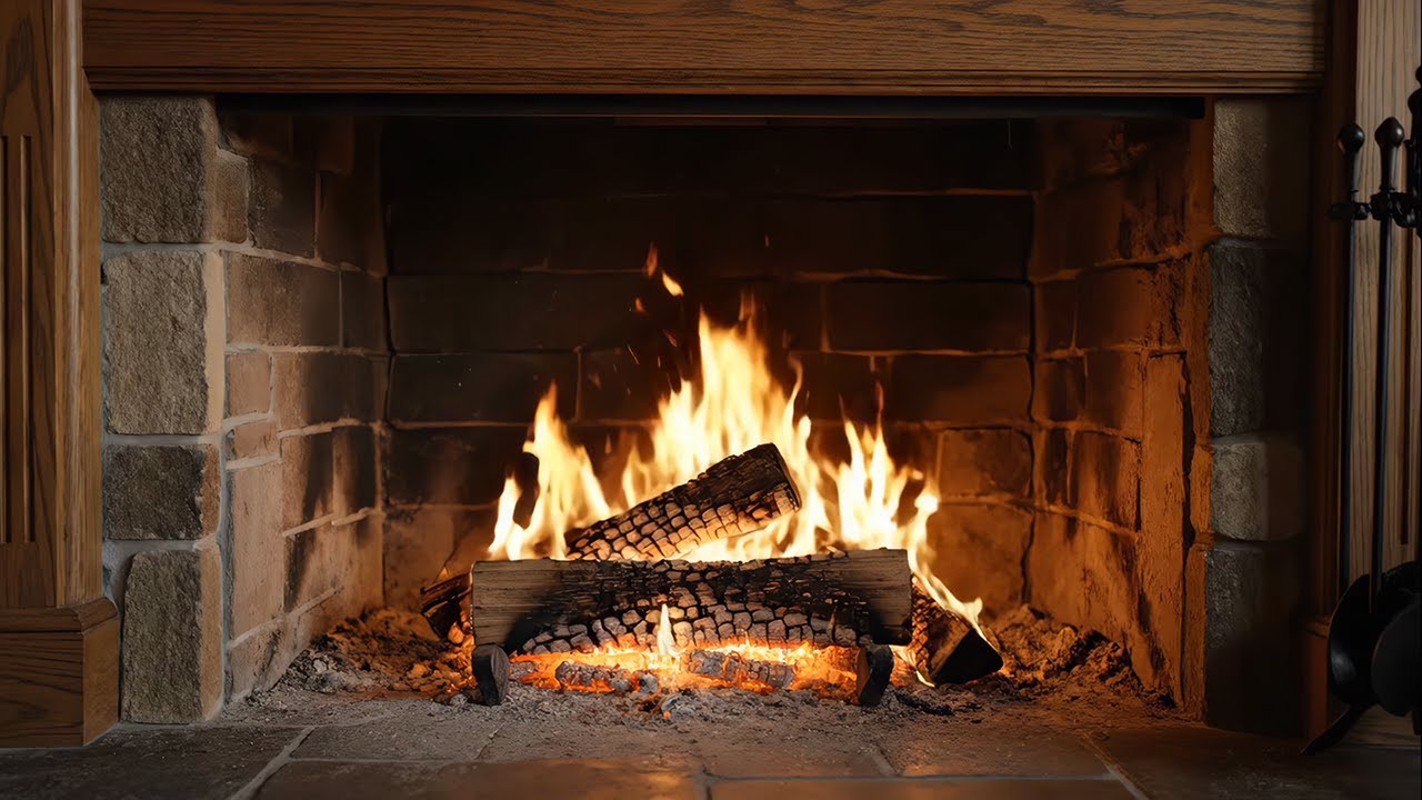 | 4K | Elegant Colonial Fireplace 🔥 Traditional Stone Hearth ASMR No Music | 2 Hours & Cozy Home Amb