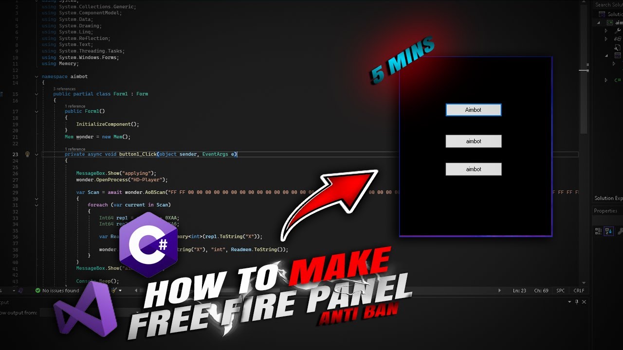 How to Make Free Fire Panel C#  || Aimbot Panel Make Free Fire | Basic to Advance  | TUTORIAL  FULL