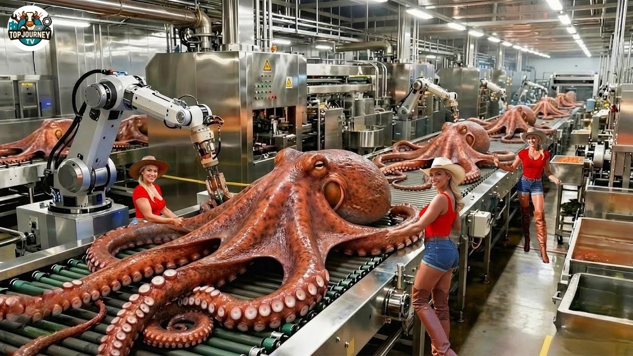 How millions of octopuses are caught and processed – The giant octopus processing process.
