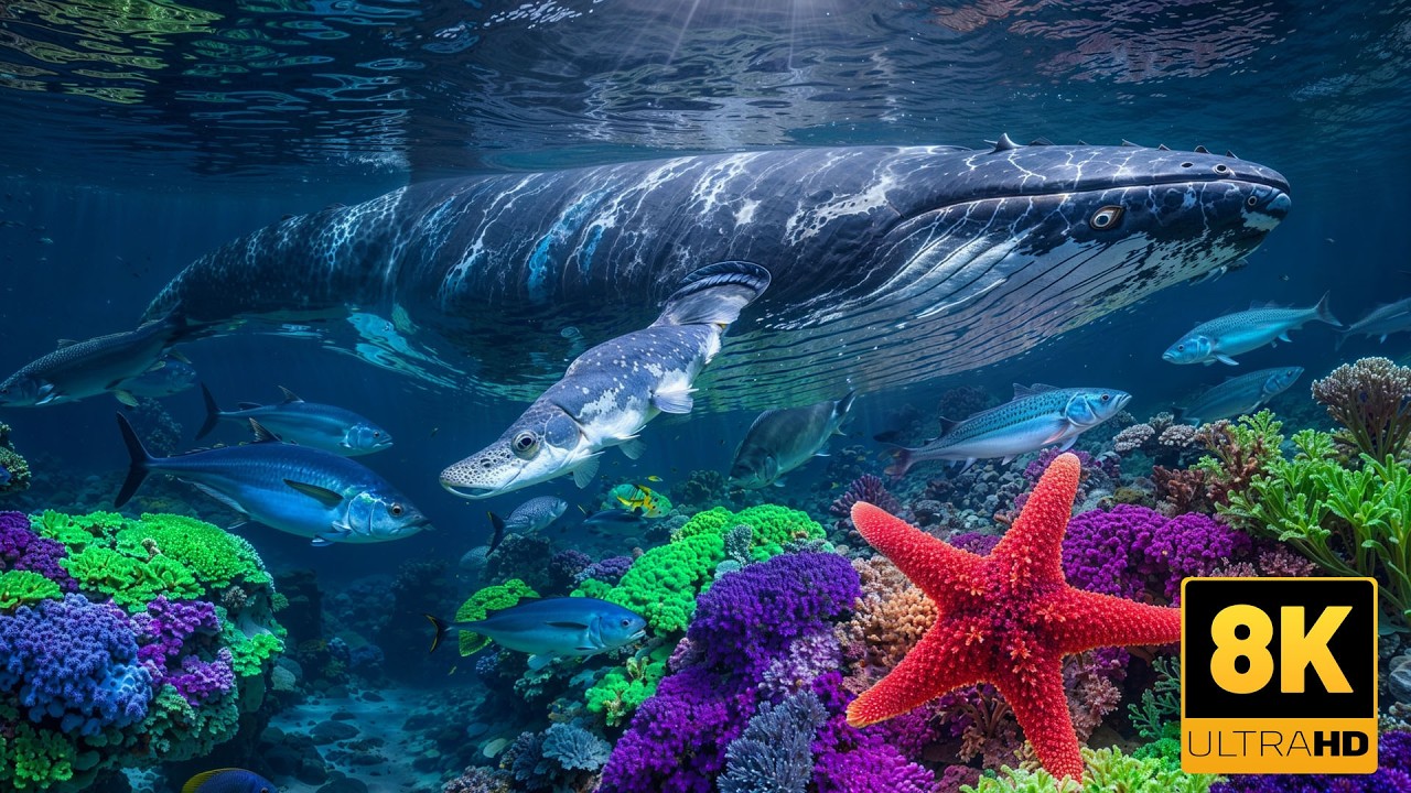Aquarium 8K VIDEO 🐠 Relaxing Music 🌊 Beautiful Ocean & Freshwater Fish Relaxing Video