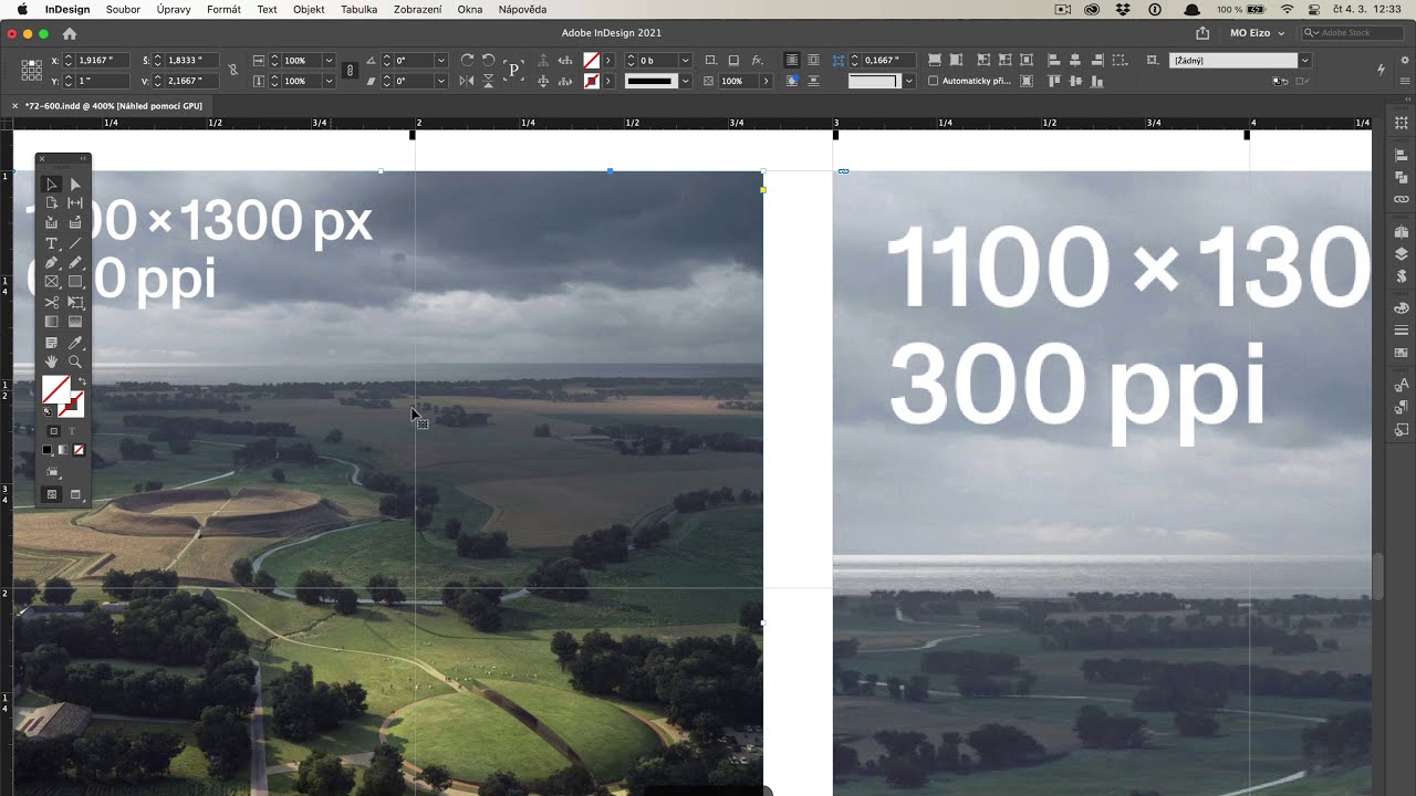03 Photoshop: převzorkování obrazu, nastavení PPI pro tisk, převod do CMYK, RGB, šedá, Pantone