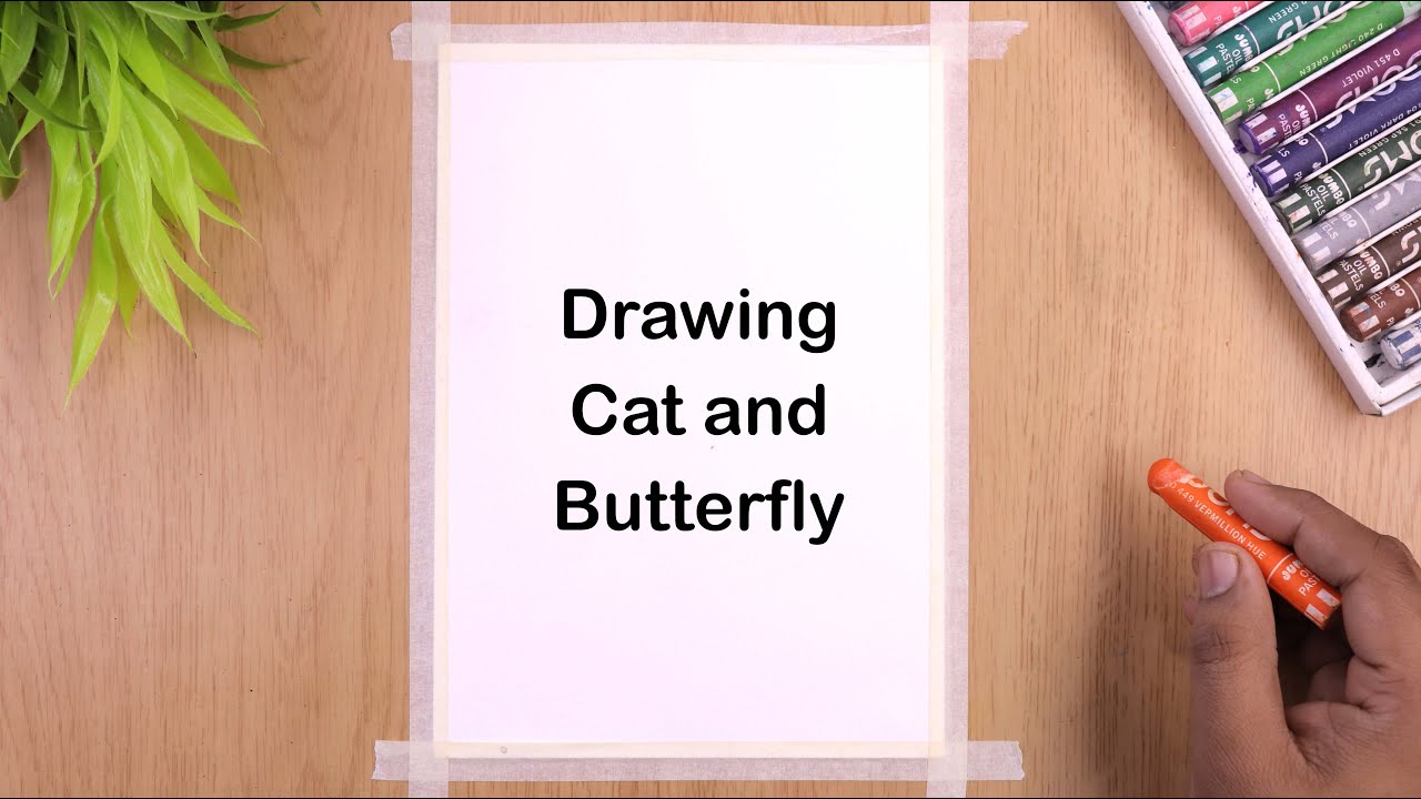 How to draw butterfly and cat scenery drawing and painting