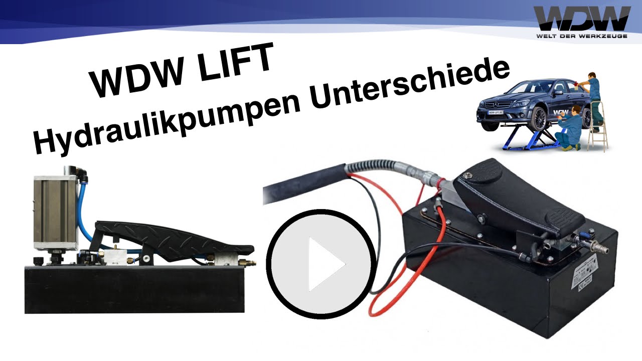 WDW-LIFT Hebebühnen: Pumpen Unterschiede Standard & Professionelle pneumatische Hydraulikpumpe