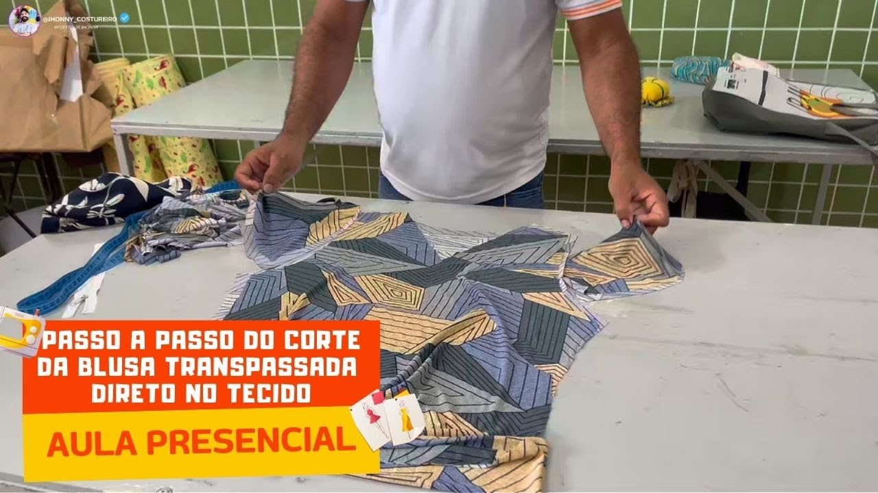 AULA DE CORTE DA BLUSA TRANSPASSADA DIRETO NO TECIDO#corteecostura#dicasincriveis#moda