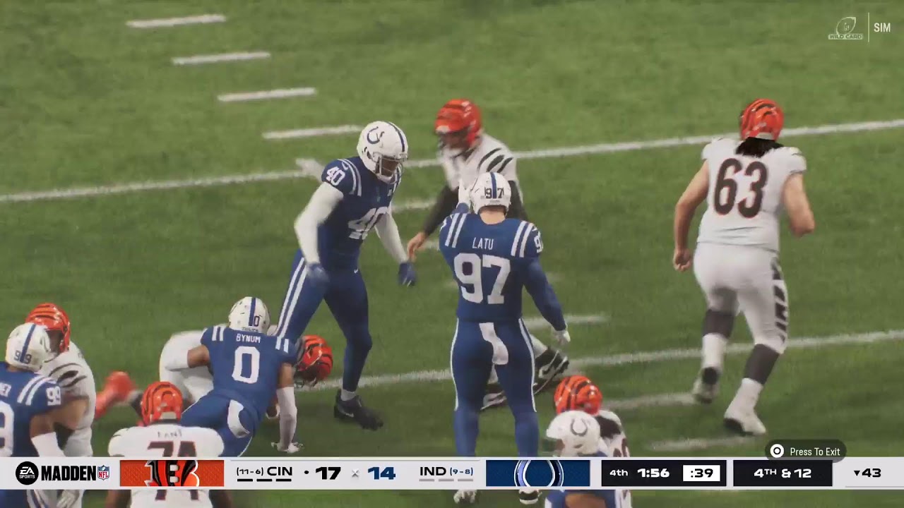 Madden Lg Yr 1 Wildcard Playoffs: Bengals [11-6] @ Colts [9-8]