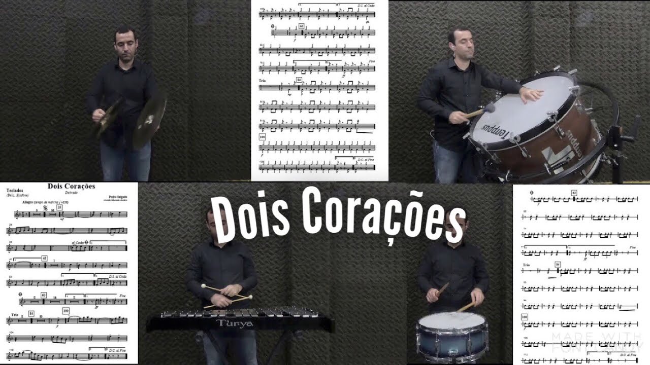 Dobrado Dois Corações- Percussão ( Caixa, bumbo, prato e bells)