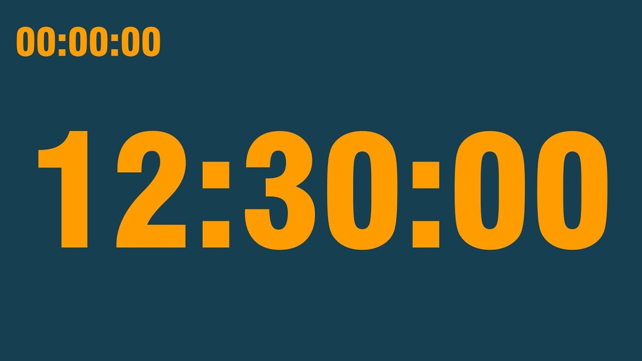12 hour 30 minute timer (play at 0.5x speed) (with end alarm, time elapsed and progress bar)