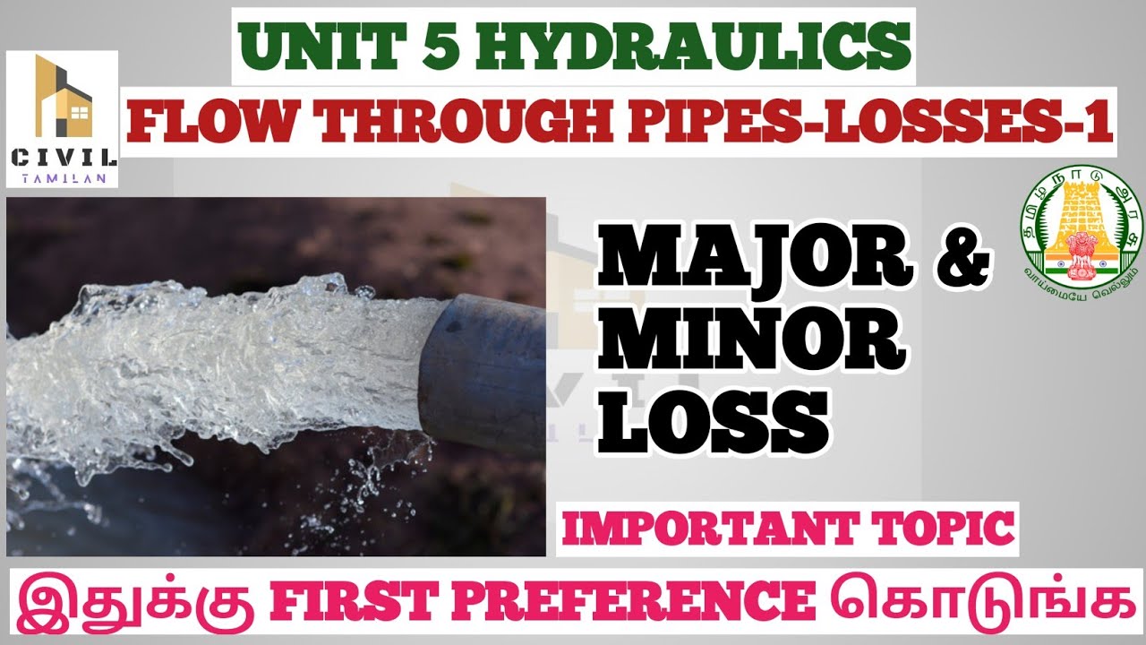FLOW THROUGH PIPES/LOSS 1|HYDRAULICS UNIT 5|TNPSC JDO 2023