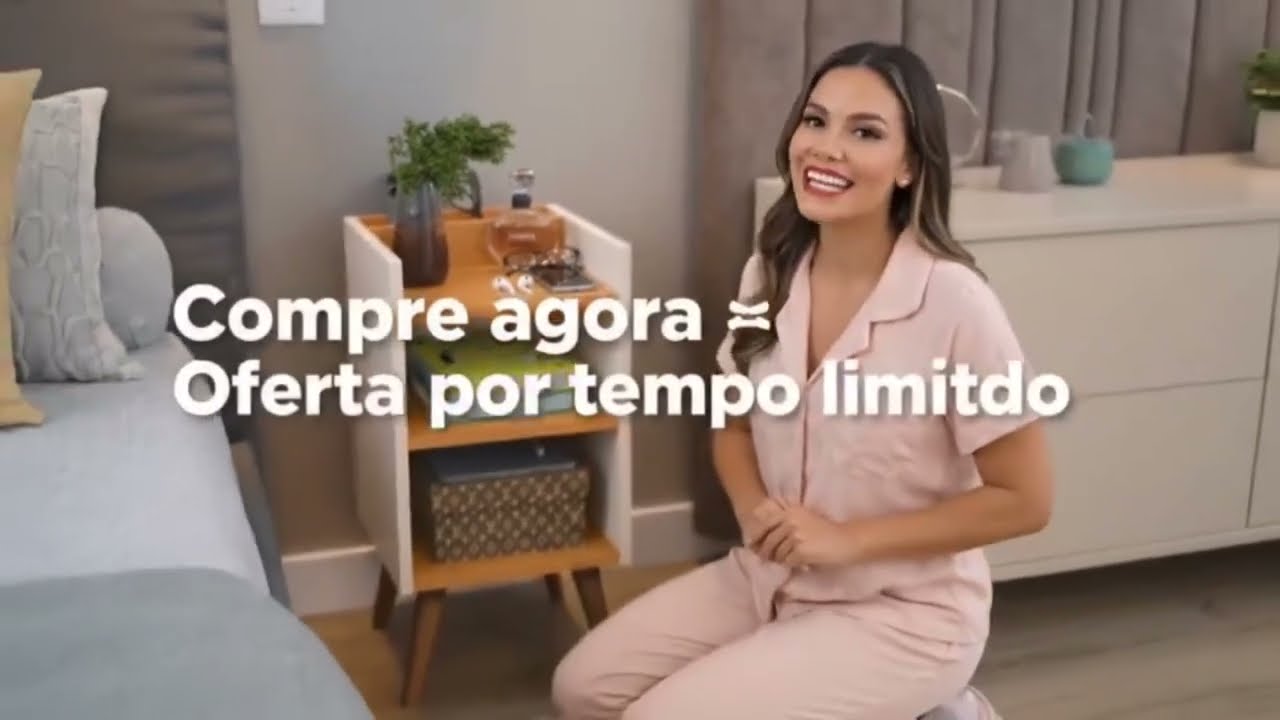 Kit com 2 Mesa de Cabeceira Nicho Organizador, pés retrô em PVC e Porta-Celular Max.