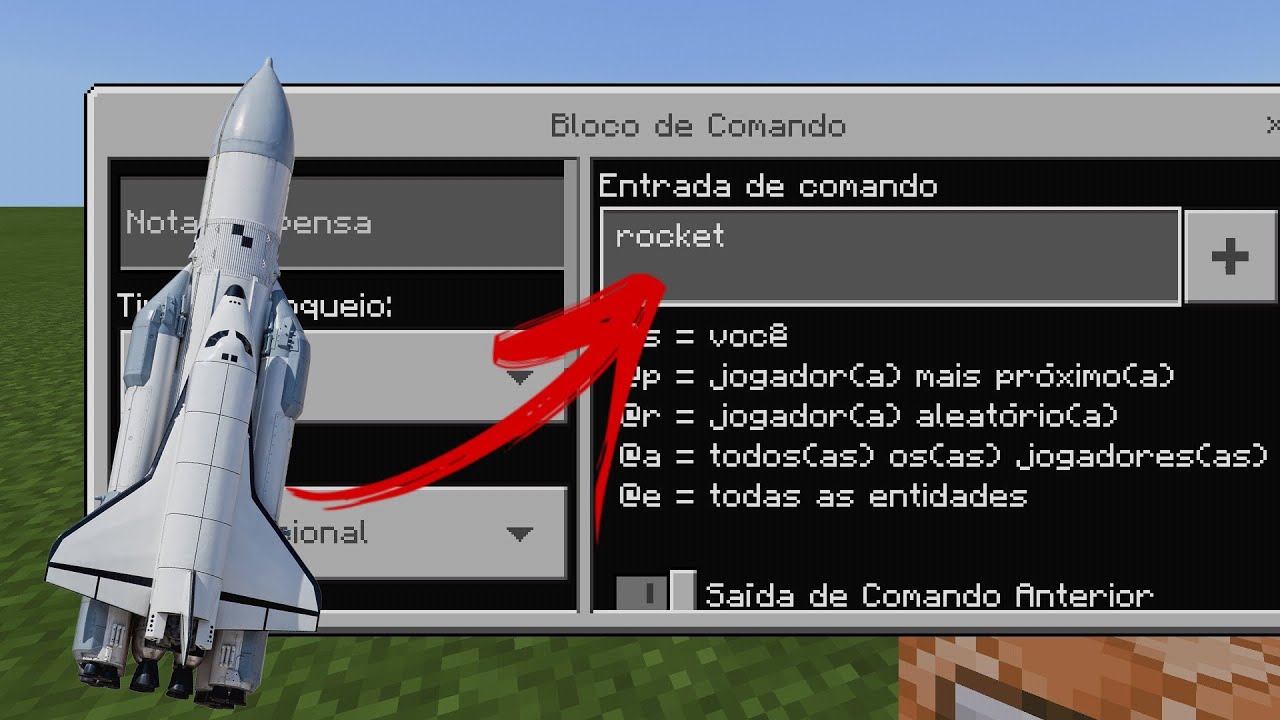 COMANDO DO FOGUETE NO MINECRAFT PE (COMMAND BLOCK) rocket #command mcpe