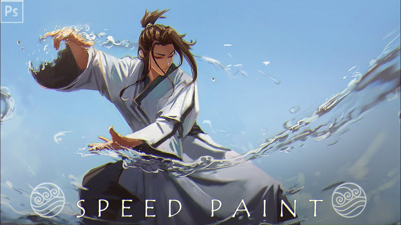 Speedpaint Waterbending Avatar Digital Painting Process Kan Liu Style