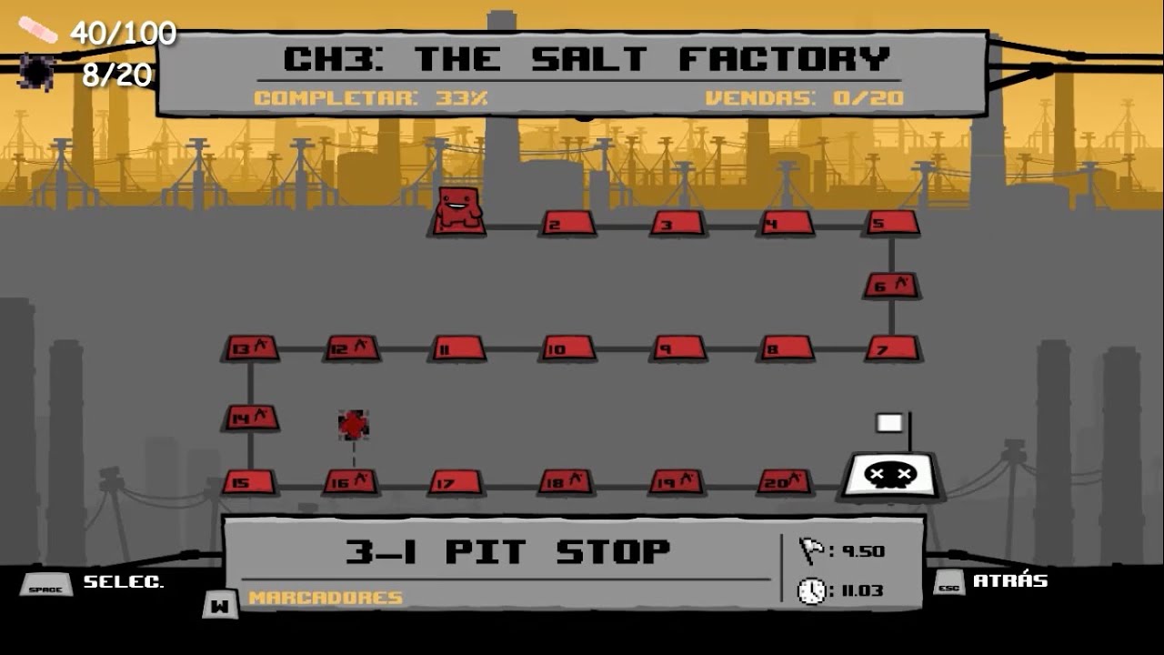 Super Meat Boy - The Salt Factory - All Bandages and Warpzones