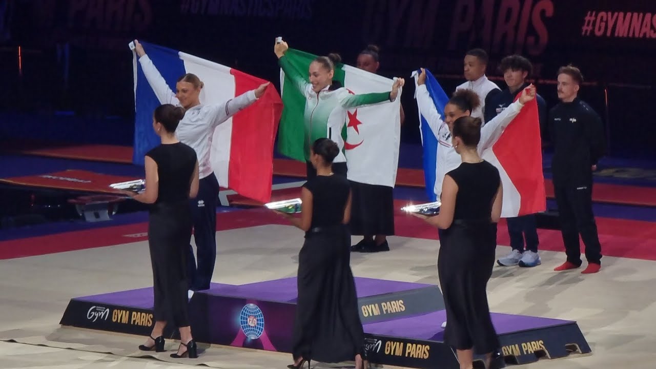 Kaylia Nemour wins Gold for Algeria on Bars - Algerian National Anthem - Paris World Cup 2025