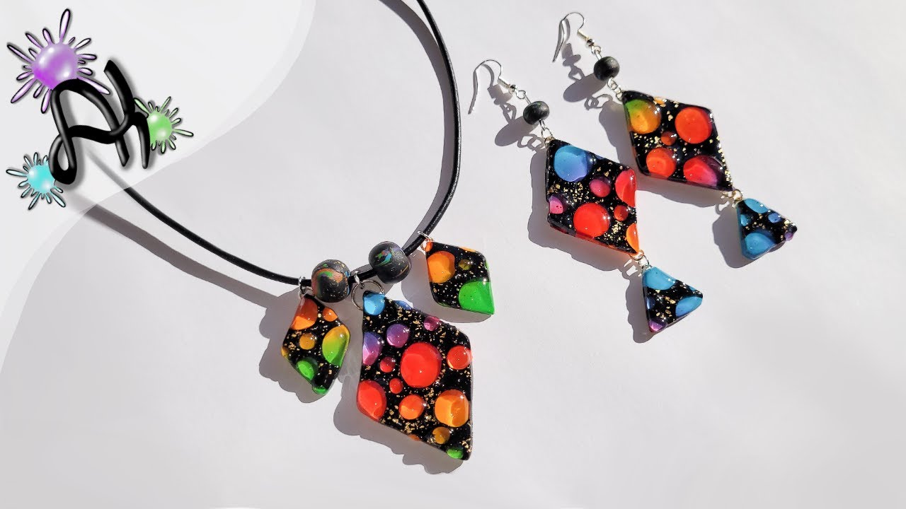 Набор радужных украшений из полимерной глины и смолы 🌈💍