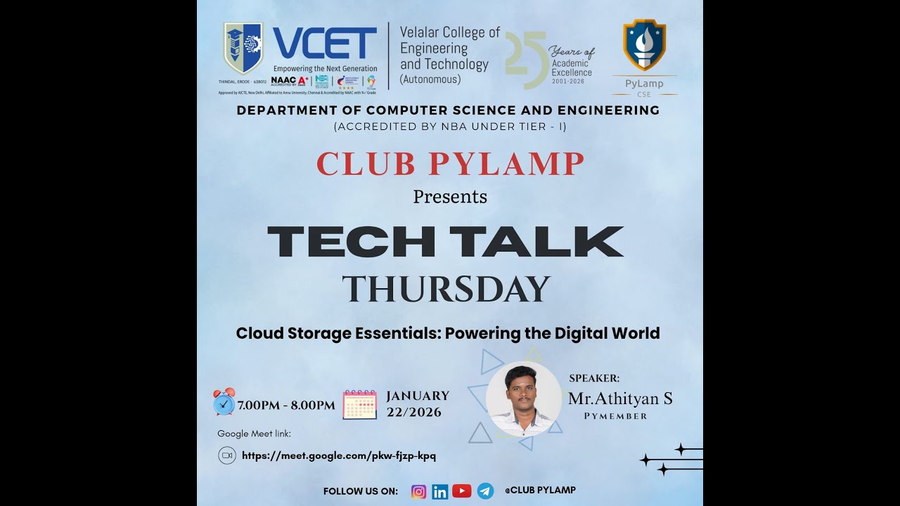 Cloud Storage Essentials: Powering the Digital World | Mr. Athityan S |  Tech Talk Thursday