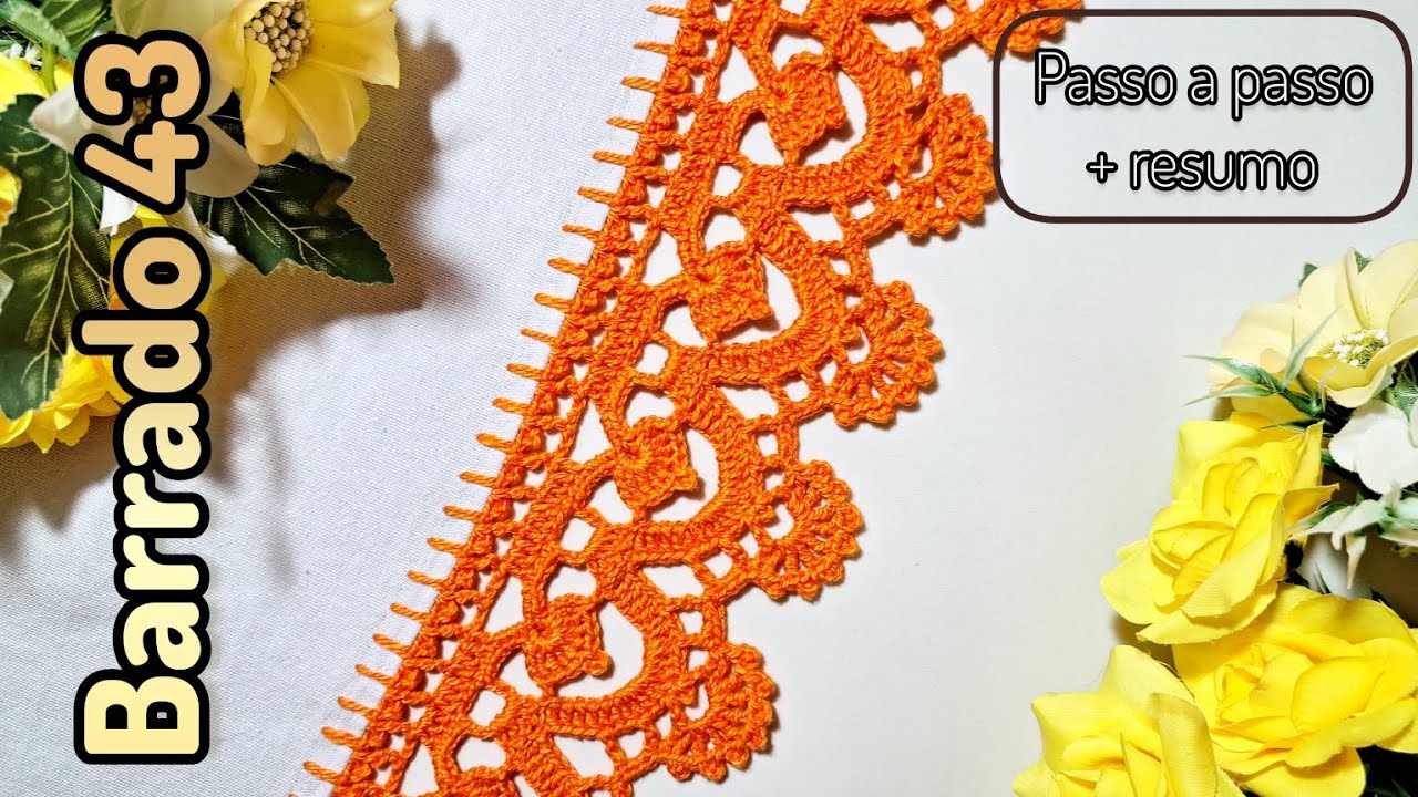 BARRADO DE CROCHÊ Nº 43 PARA FAZER EM PANOS DE PRATO E TOALHAS #crochepanodeprato