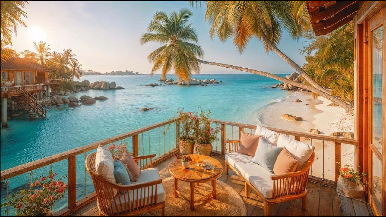 Smooth Bossa Nova & Crystal Clear Ocean 🌴 | Luxury Hotel Balcony Ambience for Study, Work