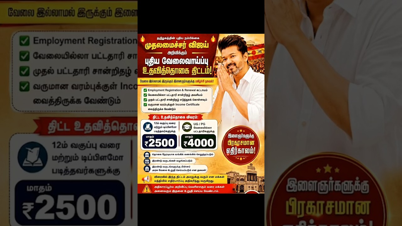 TVK Unemployed Scheme 2026 Explained! 💸#tvk #vijay #thalapathyvijay