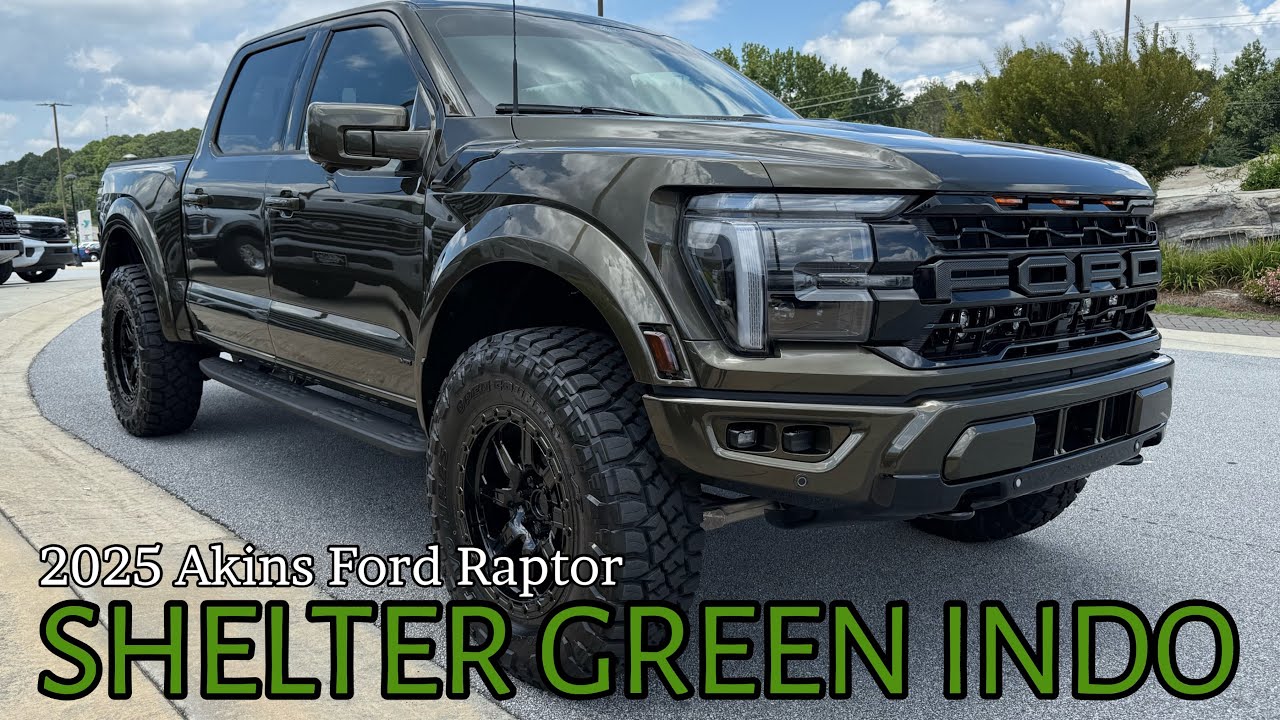 2025 SHELTER GREEN Ford Raptor INDO Leveled on CUSTOM Innov8 Racing Wheels