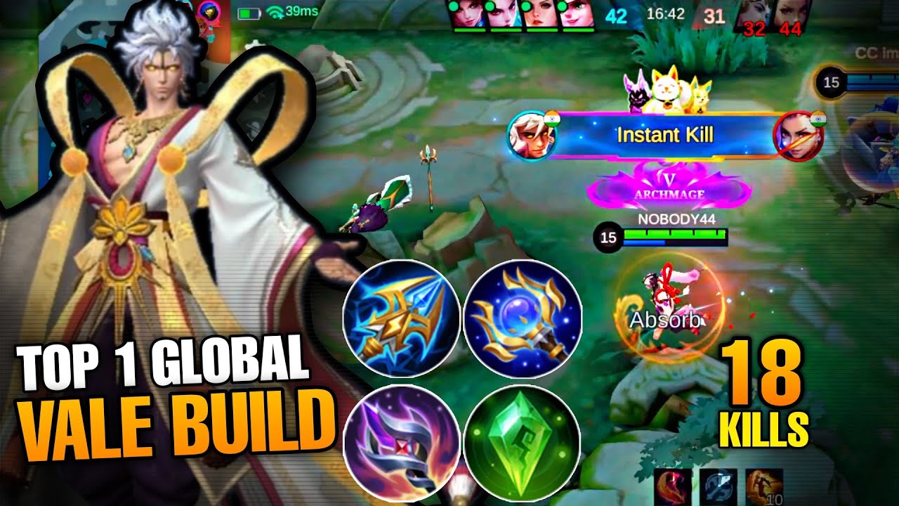 GAARA BEST BUILD I 18 KILLS VALE GAMEPLAY I MOBA LEGEND GAMEPLAY WITH VALE 