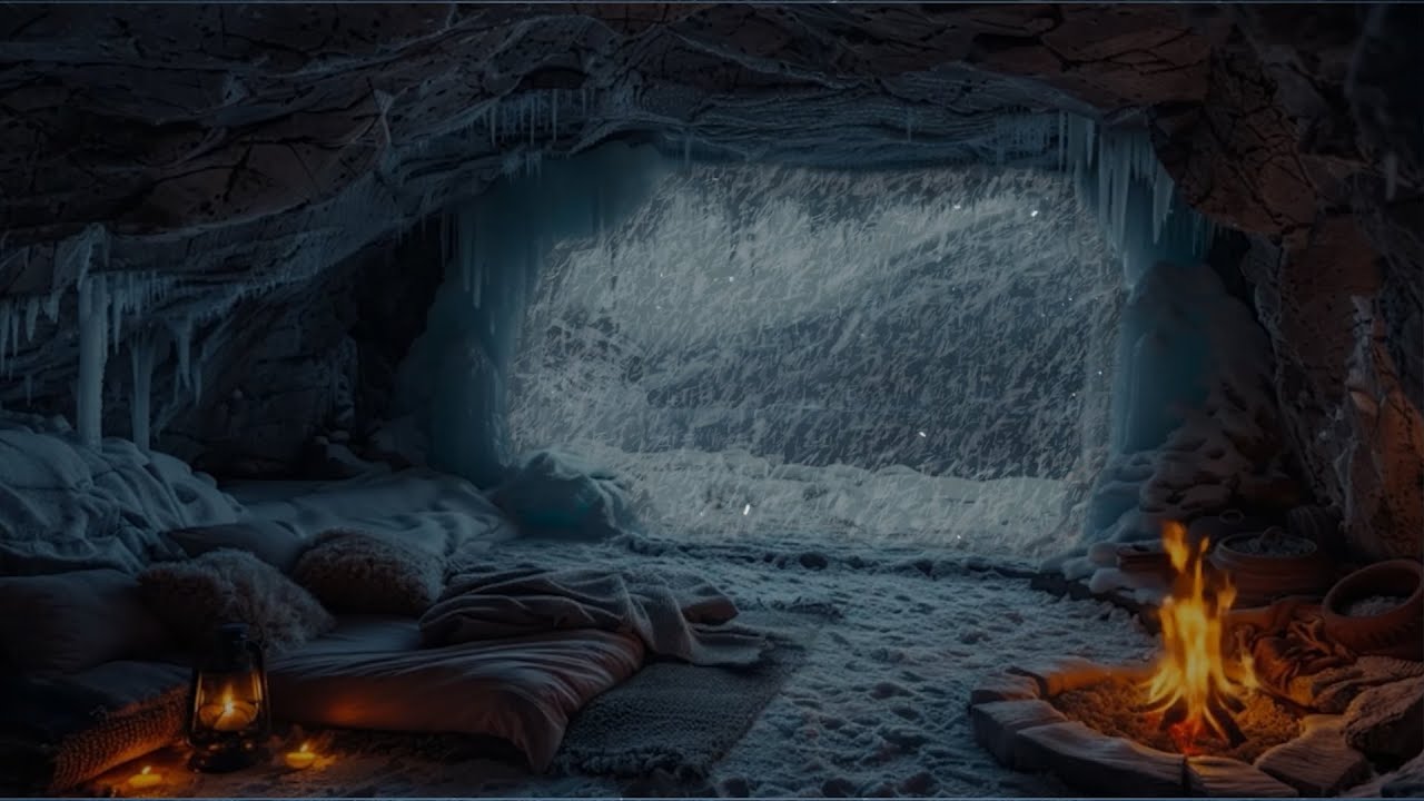 Surviving the Storm: Cozy Cave & Blizzard Sounds | Unexpected Peace in Harsh Nature | ASMR Sleep
