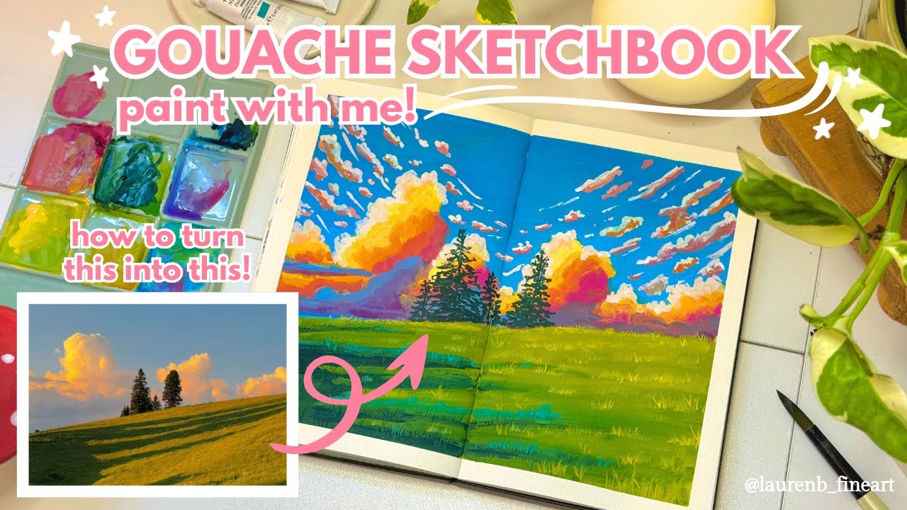 ❀ How I painted this Studio Ghibli-style sunset! ❀ paint with me | gouache ❀