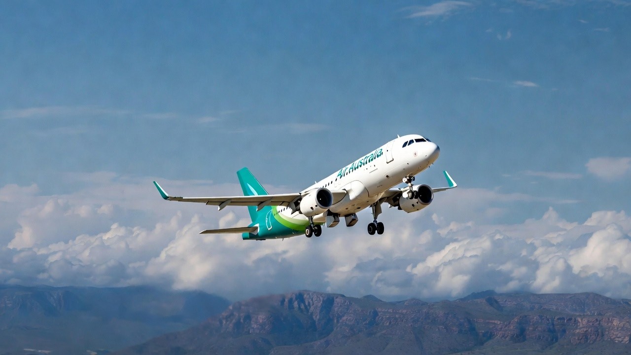 Perfect landing at international airport