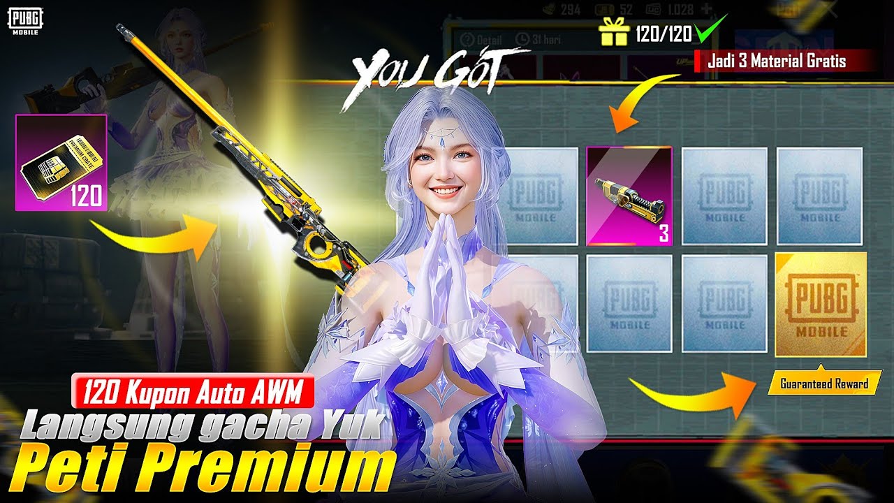 YUK LANGSUNG GACHA PETI PREMIUM AWM UPGRADE INI GUYS 120 KUPON DAPAT 3 MATERIAL GRATIS YG UDA PUNYA🔥