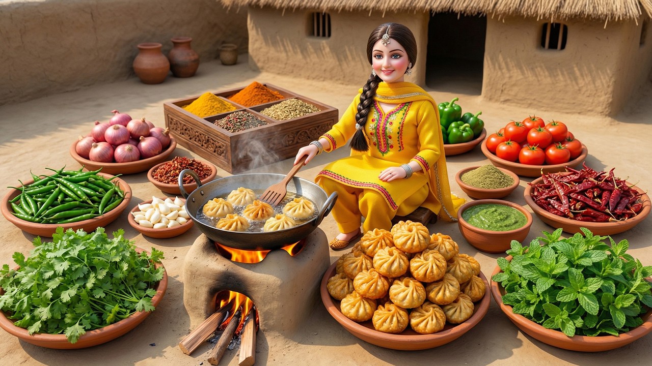 Miniature Doll Cooking Momos and Chutney ASMAR |  Pakistan Village Tiny Doll Kitchen