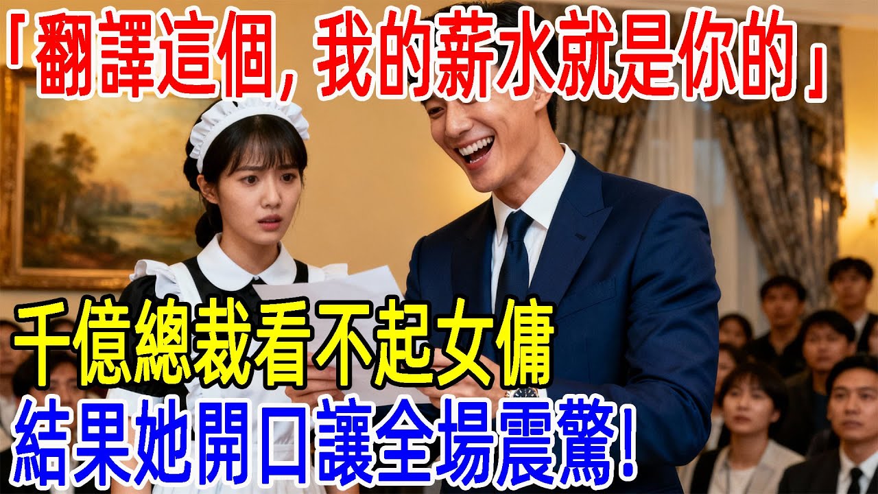 「翻譯這個，我的薪水就是你的」千億總裁看不起女傭，結果她開口讓全場震驚！#故事頻道 #故事分享 #情感#臺灣#情感故事#幸福人生